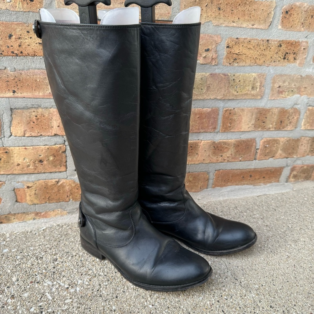 Frye Melissa Button Back Zip Leather Riding Boots Sz 7